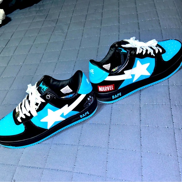 Men’s Black/Blue Bape Shoes Size 10 - Picture 1 of 3